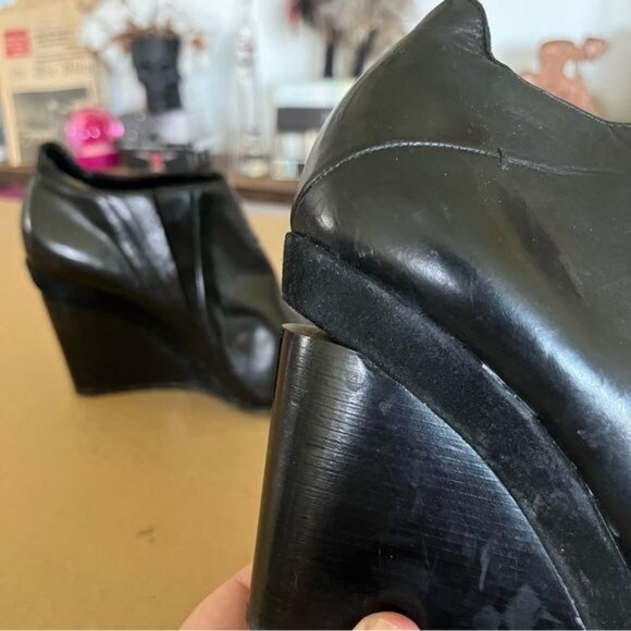 Costume National Fall 14 Wedge Slit Heel Pointy Toe Booties Cut Out - Picture 3 of 9